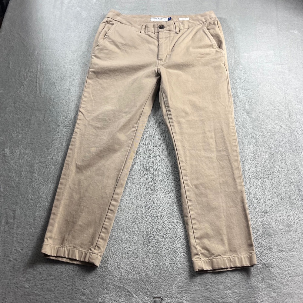 Peter Manning New York Slim Fit Chino Pants Tan Khaki 33W 26L Mens Trousers